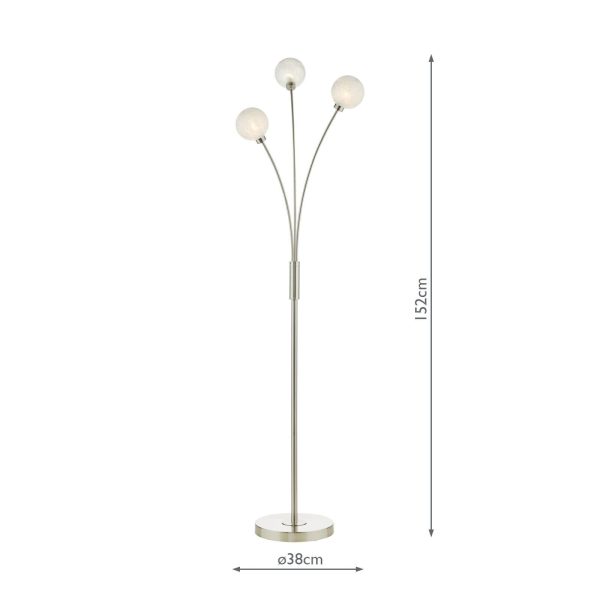 Avari 3 Light Floor Lamp Satin Nickel Frosted Glass - Image 10