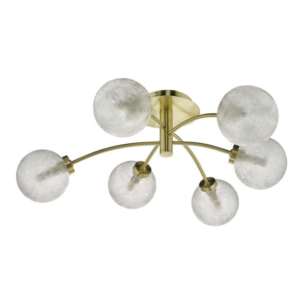 Avari 6 Light Semi Flush Satin Brass And Clear Frosted Glass - Image 2