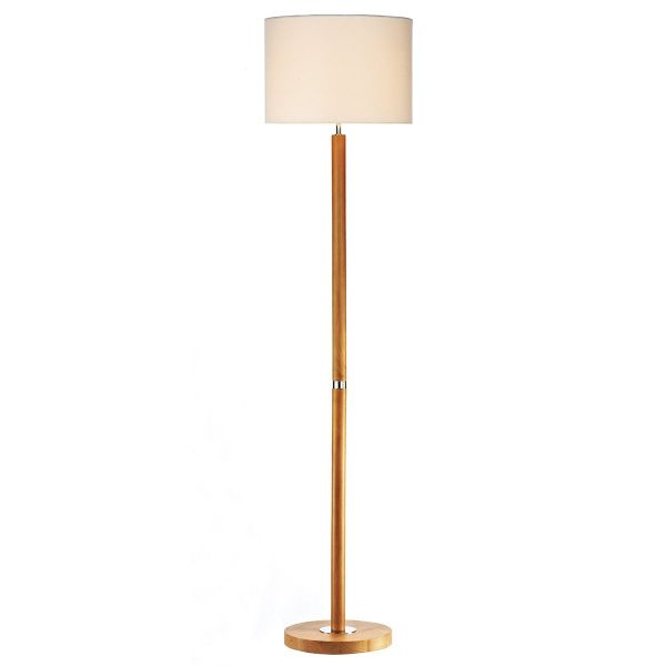 Avenue Floor Lamp Lt Wood complete with Shade AVE1643