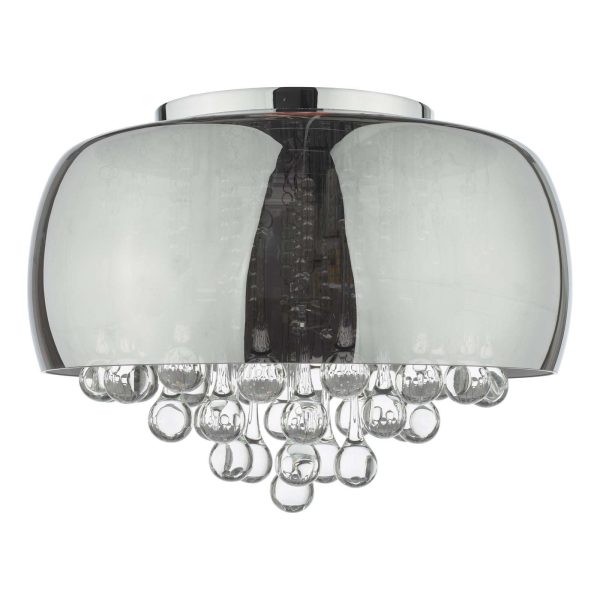 Aviel 5 Light Flush Smoked Shade With Clear Glass Droppers - Image 2