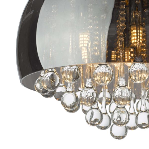 Aviel 5 Light Flush Smoked Shade With Clear Glass Droppers - Image 3