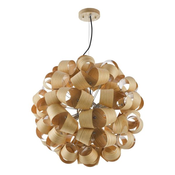 Ayna 6 Light Single Pendant Real Ash Veneer Satin Nickel - Image 2