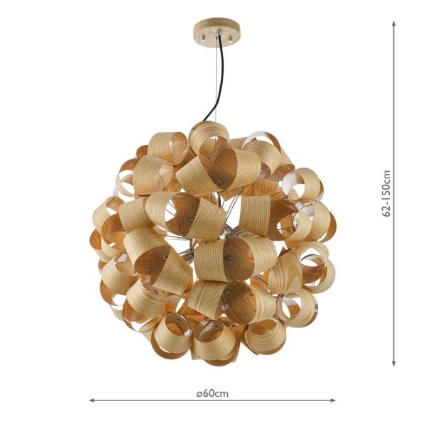 Ayna 6 Light Single Pendant Real Ash Veneer Satin Nickel - Image 6