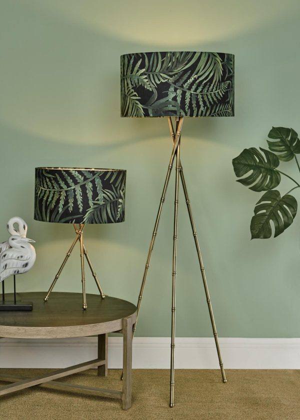 Tripod Floor Lamp Antique Brass With Shade - Image 2