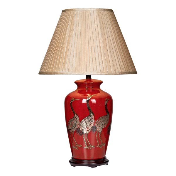 Bertha Table Lamp Red With Bird Detail With Shade