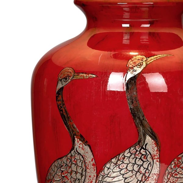 Bertha Table Lamp Red With Bird Detail With Shade - Image 2