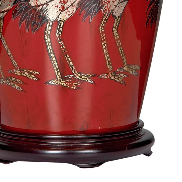 Bertha Table Lamp Red With Bird Detail With Shade - Image 3