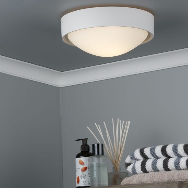 Beta 1 Light Flush Ceiling Light White IP44 - Image 3