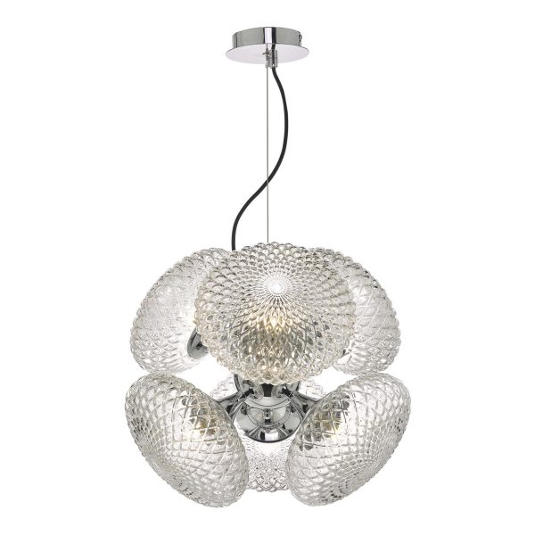 Bibiana 6 Light Pendant Polished Chrome And Clear Glass