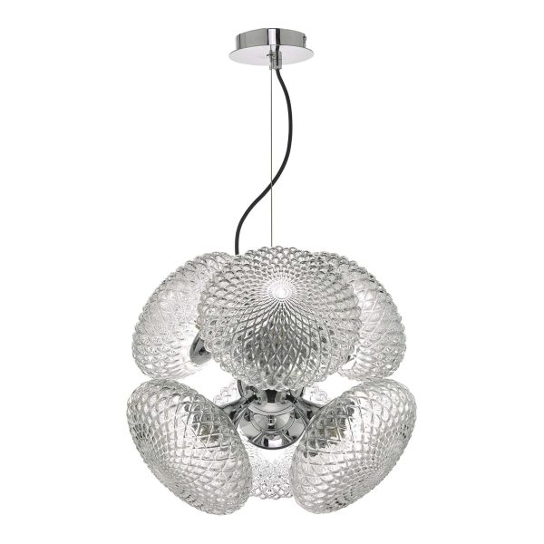 Bibiana 6 Light Pendant Polished Chrome And Clear Glass - Image 2