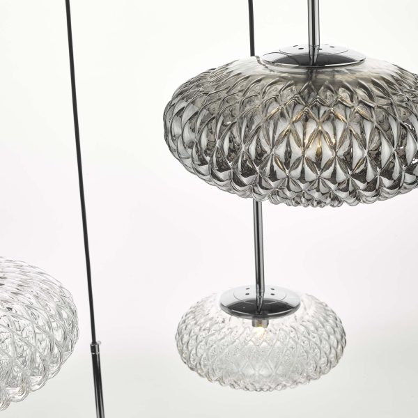 Bibiana 6 Light Cluster Pendant Clear And Smoked Textured Glass Polished Chrome - Image 5