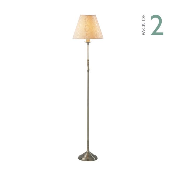 Blenheim Floor Lamp Antique Brass complete with Damask Shade - Image 4