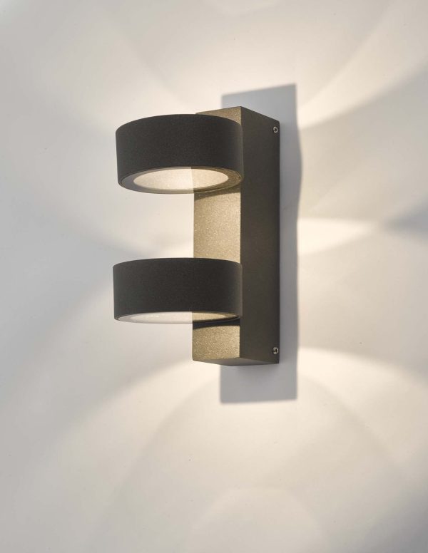 Bohdan Wall Light 2 Circle Anthracite IP65 LED - Image 3