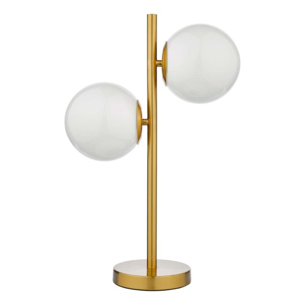 Bombazine 2 Light Table Lamp Natural Brass Opal Glass - Image 2