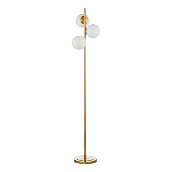 Bombazine 3 Light Floor Lamp Natural Brass Opal Glass - Image 2