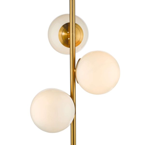 Bombazine 3 Light Floor Lamp Natural Brass Opal Glass - Image 3