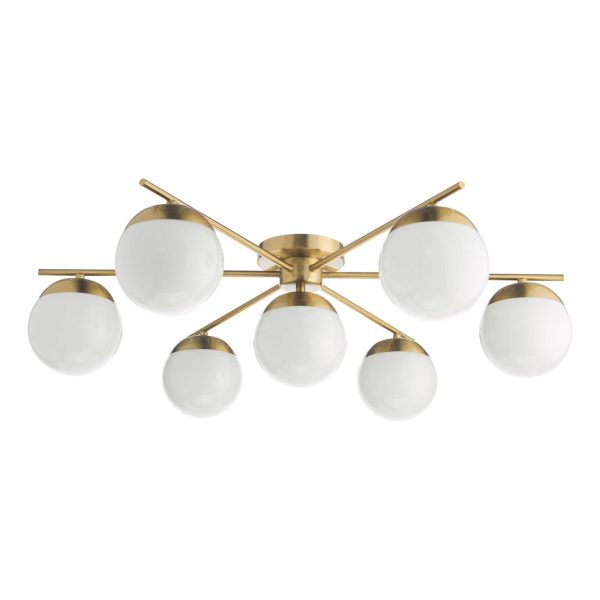 Bombazine 7 Light Semi-Flush Natural Brass and Opal Glass - Image 2