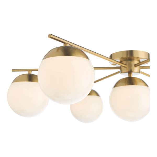 Bombazine 7 Light Semi-Flush Natural Brass and Opal Glass - Image 3