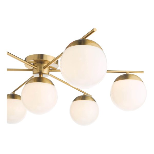 Bombazine 7 Light Semi-Flush Natural Brass and Opal Glass - Image 4