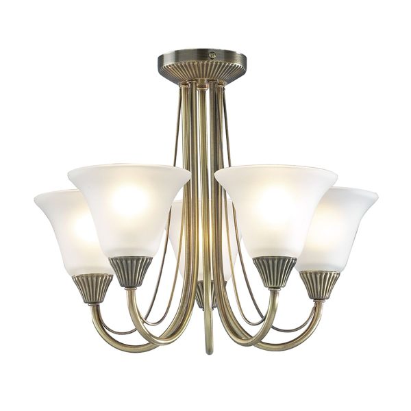 Boston 5 Light Semi Flush Antique Brass - Image 3