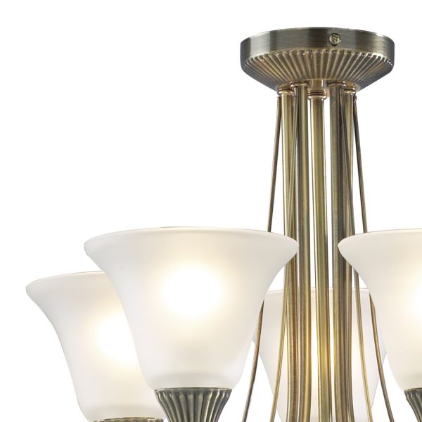 Boston 5 Light Semi Flush Antique Brass