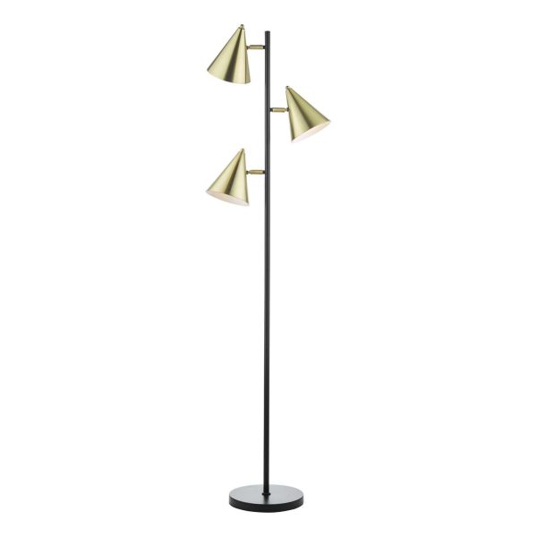 Branco 3 Light Floor Lamp Matt Black And Brass