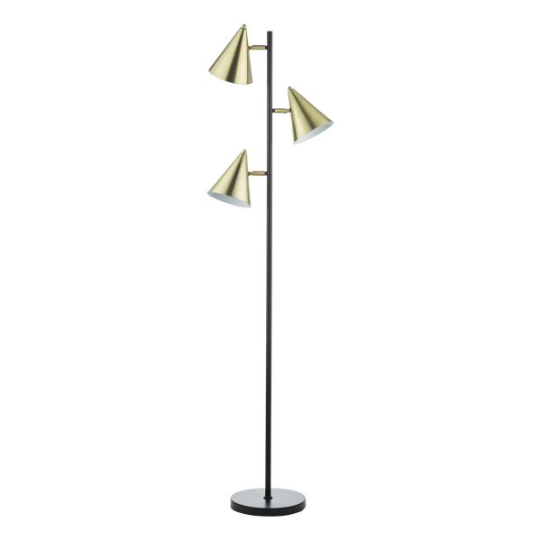 Branco 3 Light Floor Lamp Matt Black And Brass - Image 2