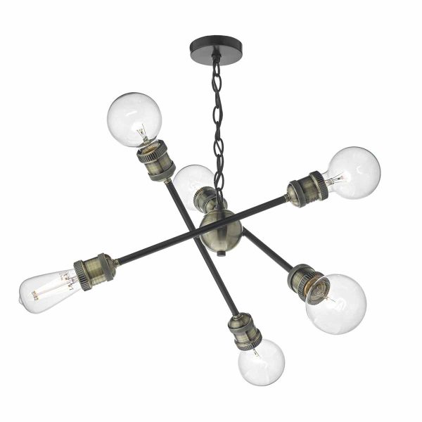 Brigade 6lt Pendant Black & Antique Brass - Image 4