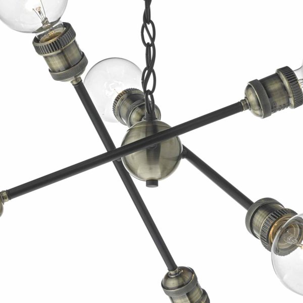 Brigade 6lt Pendant Black & Antique Brass - Image 3