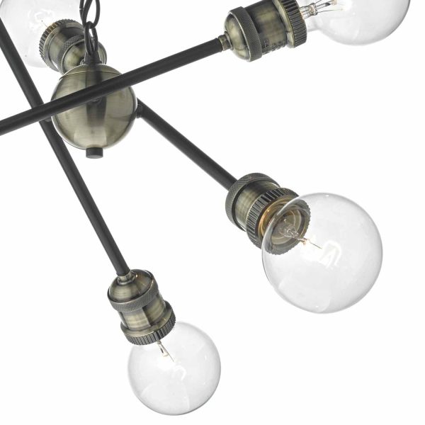 Brigade 6lt Pendant Black & Antique Brass - Image 2