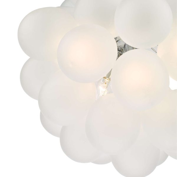 Bubbles 6 Light Pendant Polished Chrome Frosted Glass - Image 3