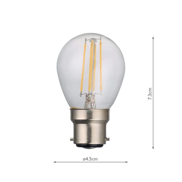 B22 LED Dimmable Golfball Lamp 4W 400 Lumens Clear (Sold As 5Pk) - Image 4