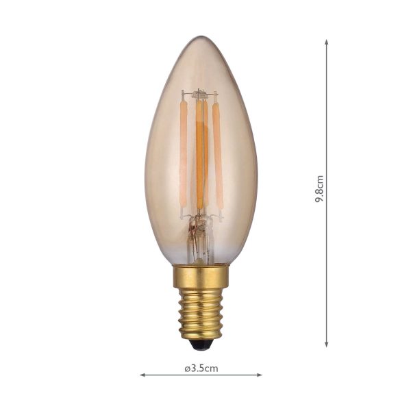 (SOLD AS 5PK) E14 LED DIM VINT CNDL LAMP 4W 250LM 1800K GOLD - Image 4