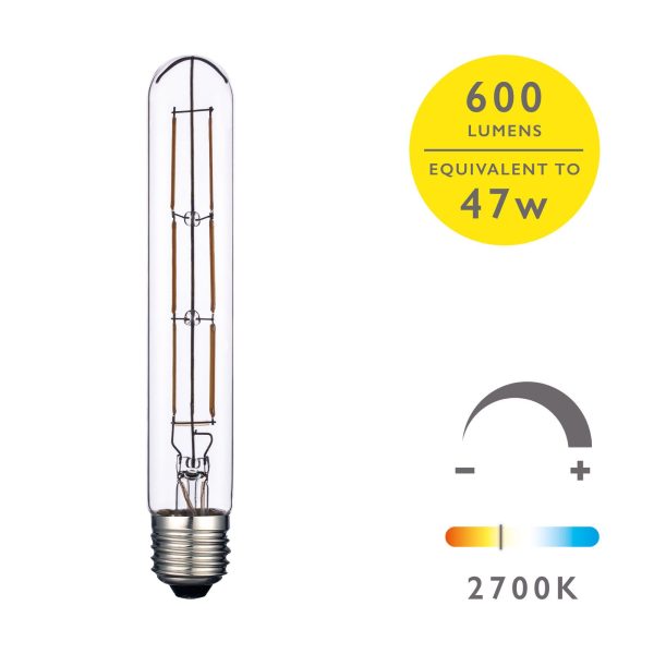 (SOLD AS 5PK) E27 LED DIM TUBE LAMP 6W 600LM 2700K CLEAR - Image 2