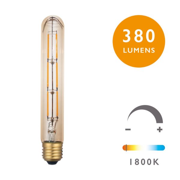 (SOLD AS 5PK) E27 LED DIM VINT MED TUBE LAMP 6W 380LM 1800K