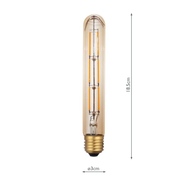 (SOLD AS 5PK) E27 LED DIM VINT MED TUBE LAMP 6W 380LM 1800K - Image 4