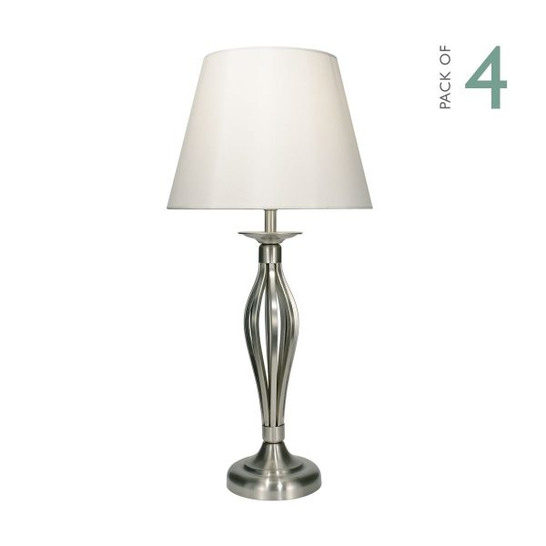 Bybliss Table Lamp Satin Chrome With Cream Shade - Image 4