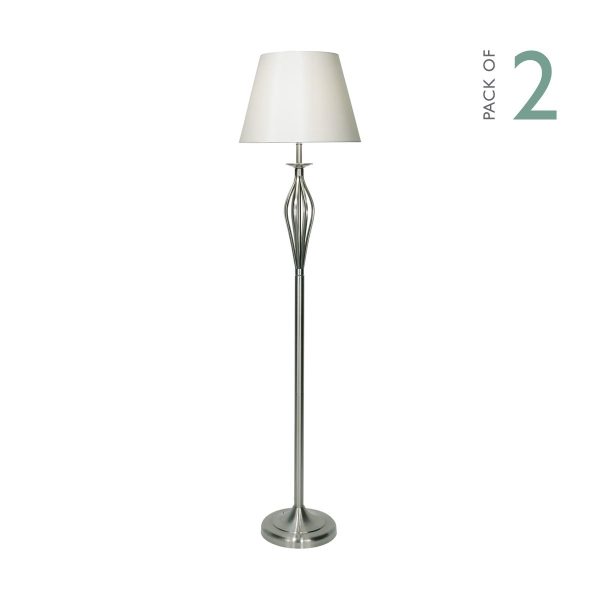 Bybliss Floor Lamp Satin Chrome c/w Cream Shade - Image 4