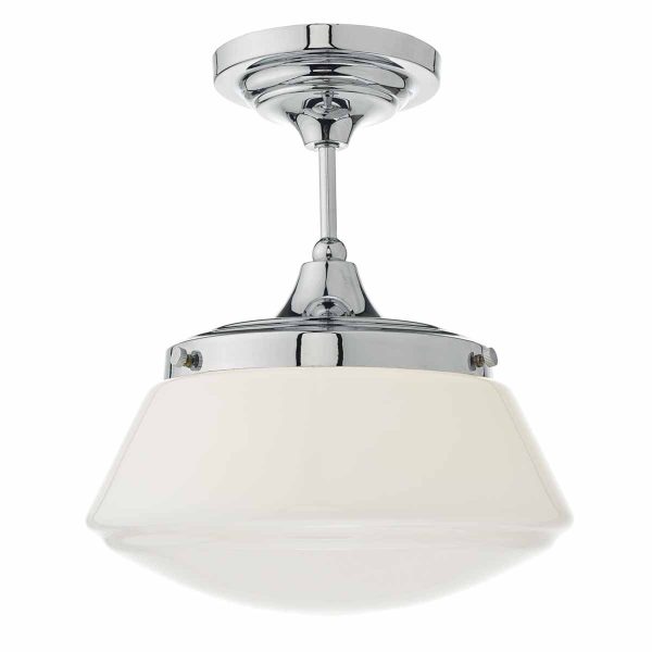 Caden 1lt Semi Flush Polished Chrome & Opal Glass IP44 - Image 3