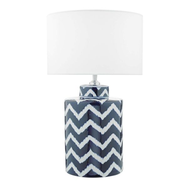 Caelan Table Lamp Blue & White With Shade