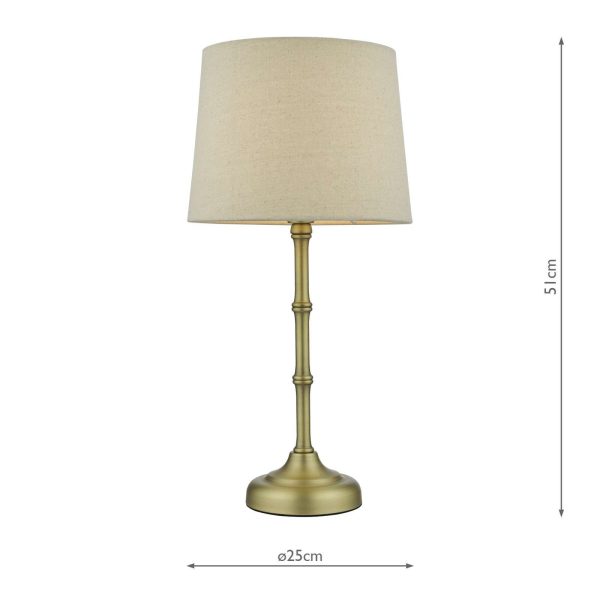 Cane Table Lamp Antique Brass With Shade - Image 6