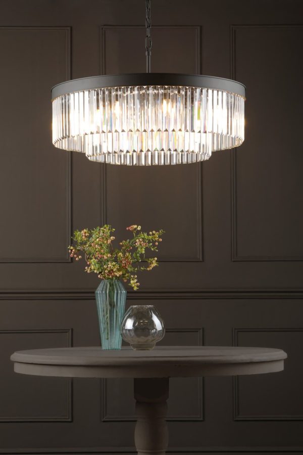 Celeus 8 Light Chandelier Anthracite & Crystal - Image 5