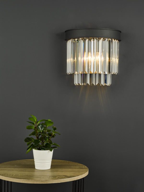 Celeus 2 Light Wall Light Anthracite & Crystal - Image 5