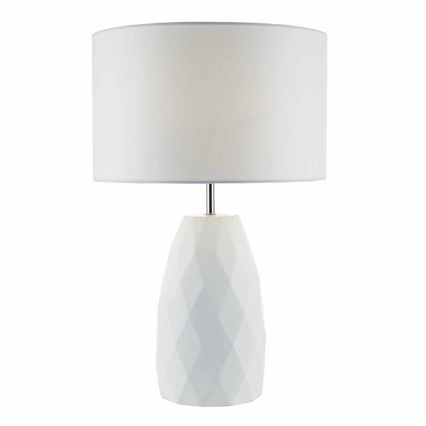 Ciara Table Lamp White Base c/w White Linen Shade - Image 3