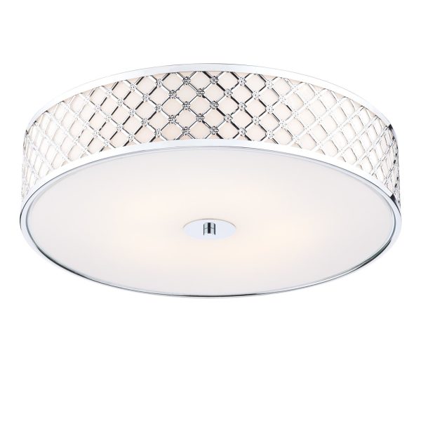 Civic Small 2 Light Flush Ceiling Light Polished Chrome Frosted Glass - Image 2