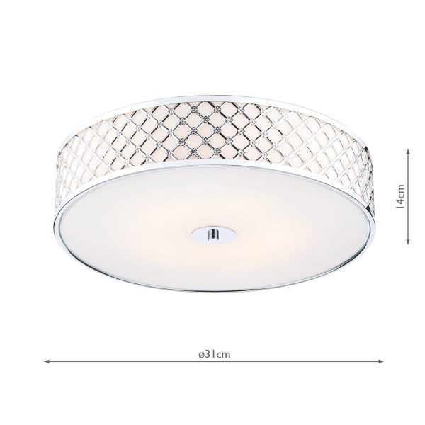 Civic Small 2 Light Flush Ceiling Light Polished Chrome Frosted Glass - Image 3