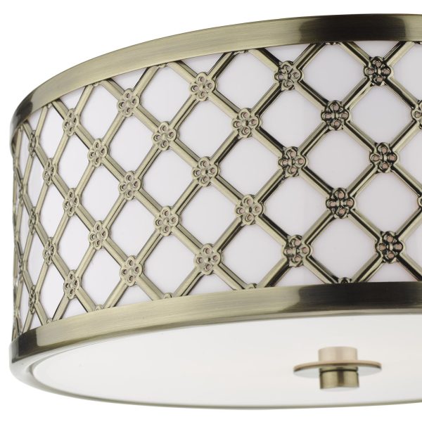 Civic Small 2 Light Flush Ceiling Light Antique Brass Frosted Glass - Image 3