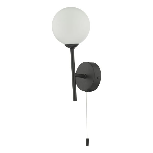 Cohen 1 Light Wall Light Matt Black With Opal Glass - Image 3