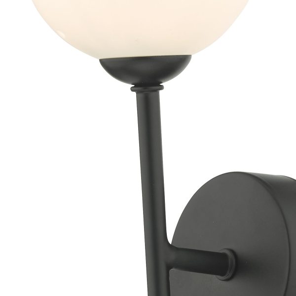 Cohen 1 Light Wall Light Matt Black With Opal Glass - Image 5