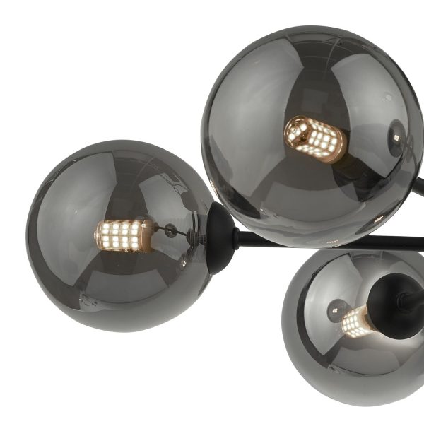 Cohen 7 Light Semi Flush Matt Black Smoked Glass - Image 4